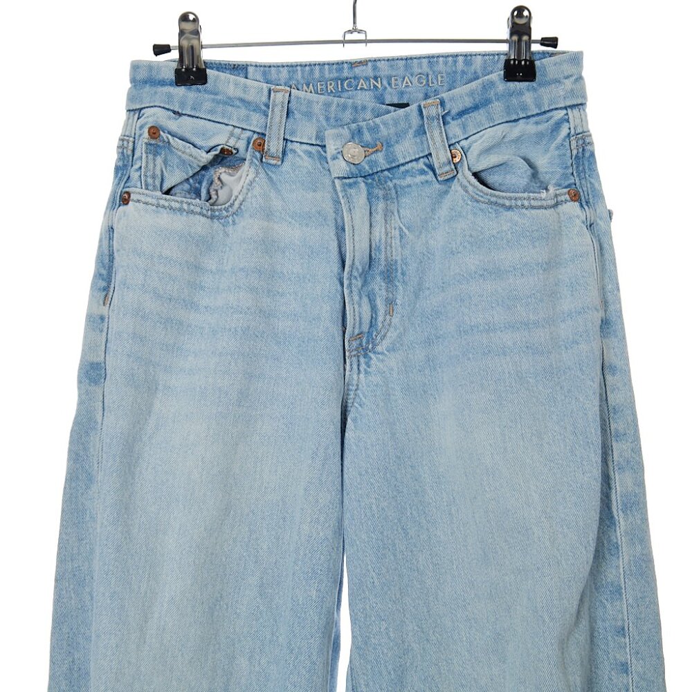 American Eagle Curvy Super High Rise Baggy Straight Jeans Women's Size 2 Short - Picture 2 of 8
